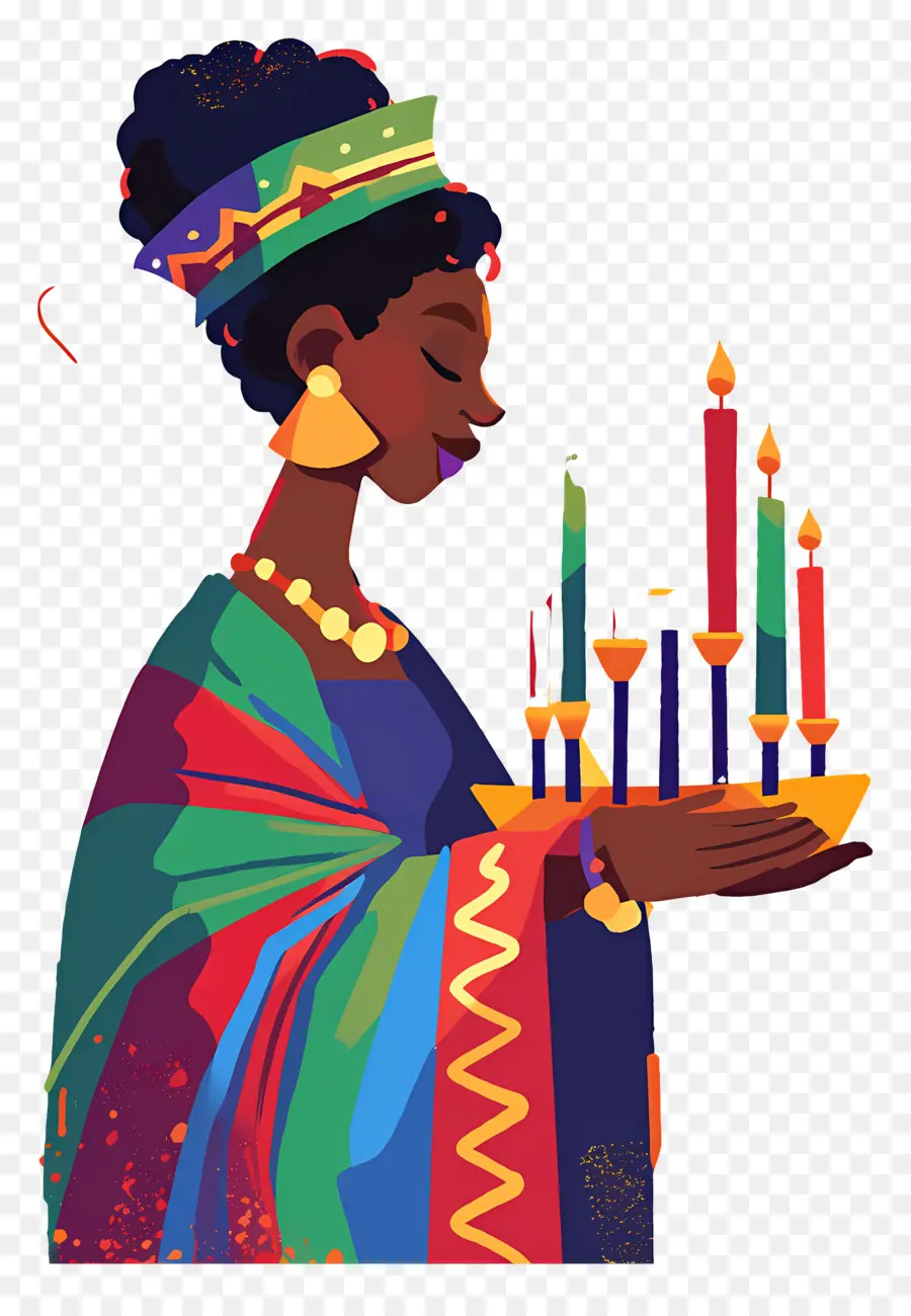 Happy Kwanzaa，ผู้หญิงกับเทียน PNG