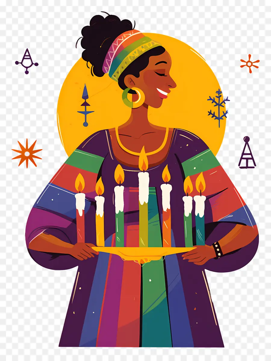 Happy Kwanzaa，ผู้หญิงกับเทียน PNG