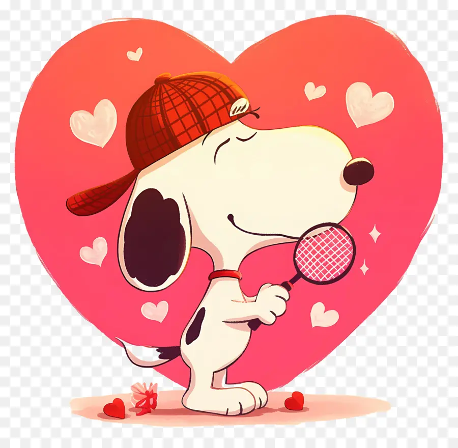 รัก Snoopy，สุนัขที่มีพื้นหลังหัวใจ PNG