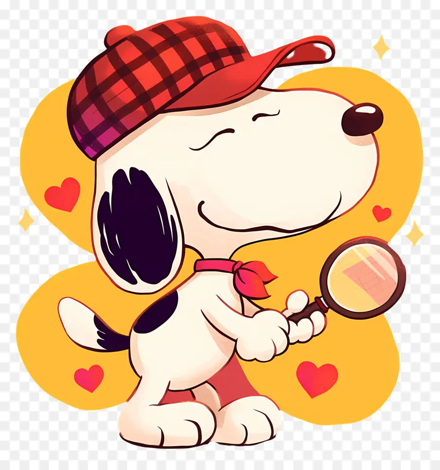 รัก Snoopy，สุนัขที่มีไม้เทนนิสและหัวใจ PNG