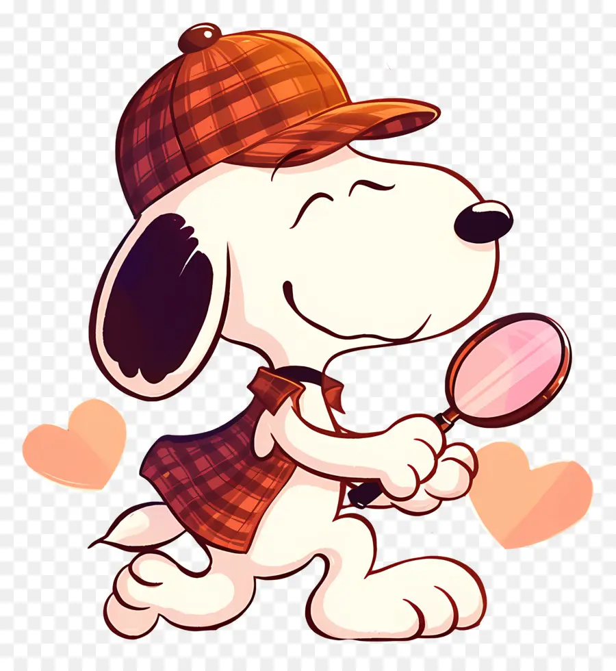 รัก Snoopy，สุนัขที่มีแว่นขยายและหัวใจ PNG