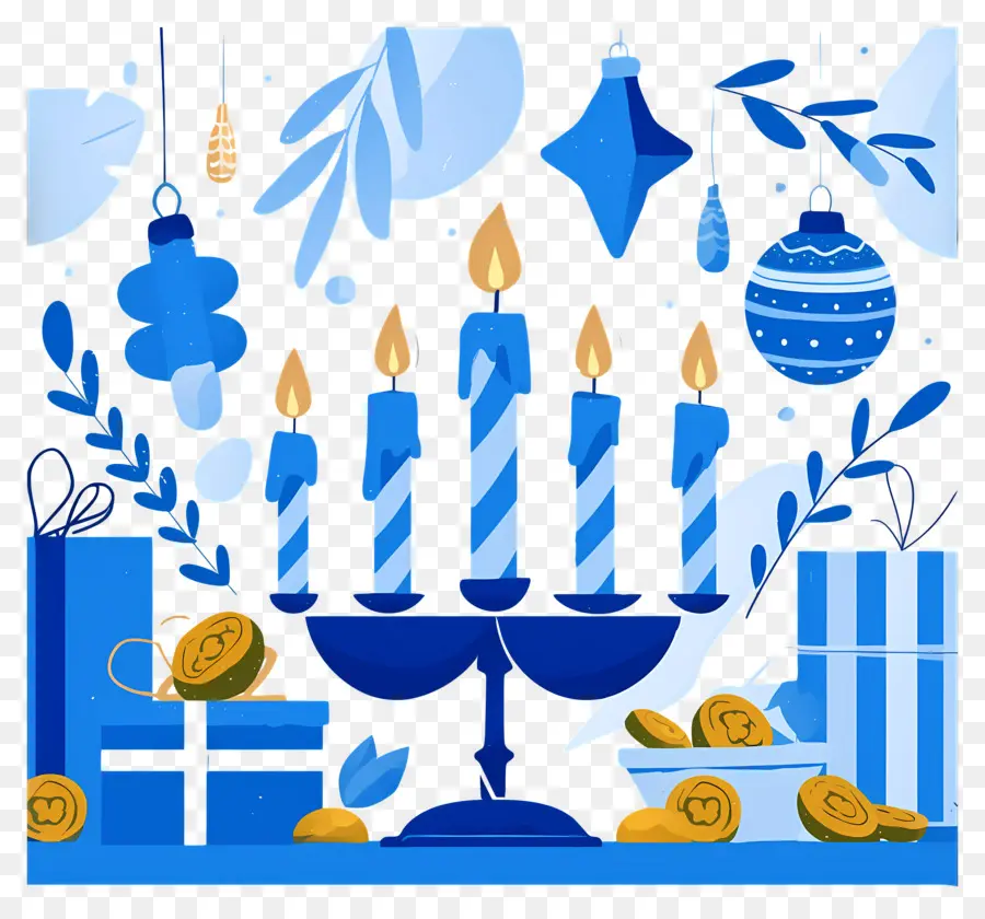 Hanukkah，เทียนสีน้ำเงิน PNG