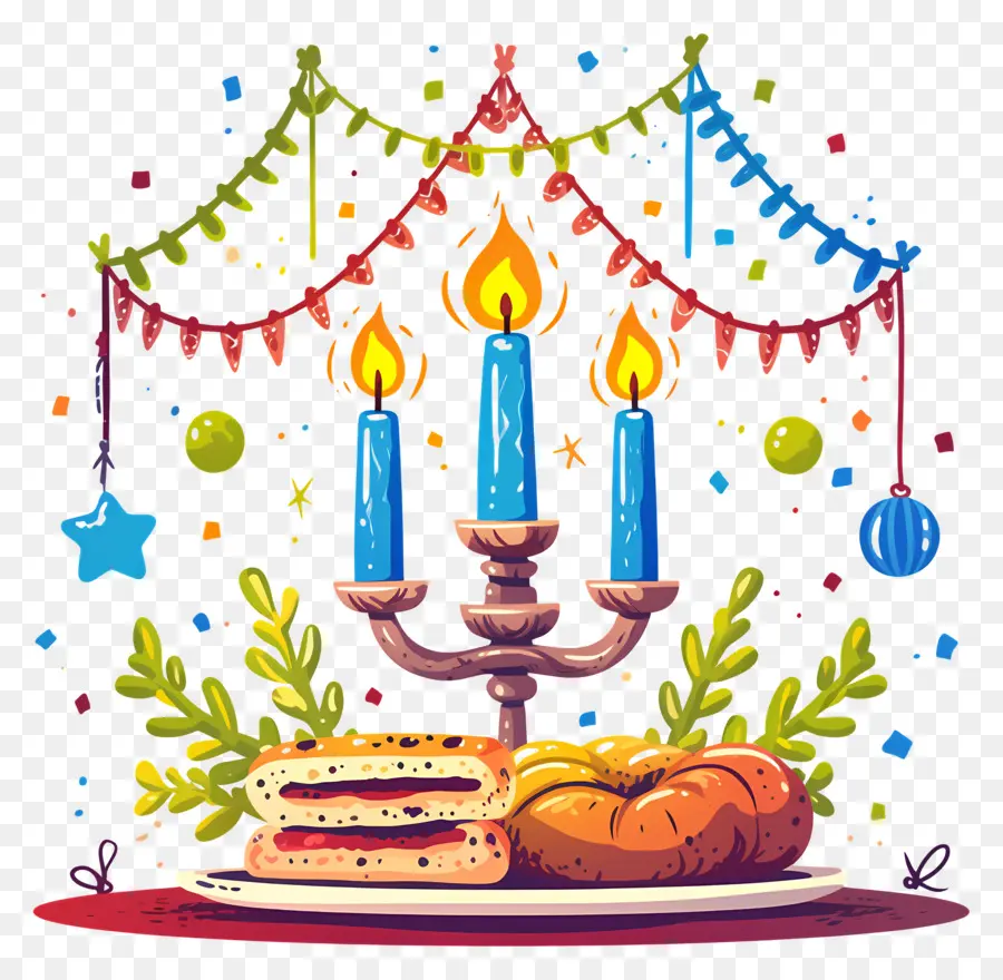 Hanukkah，เทียนและขนมอบ PNG