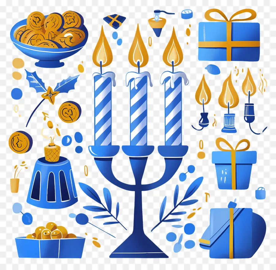 Hanukkah，เทียนสีน้ำเงิน PNG