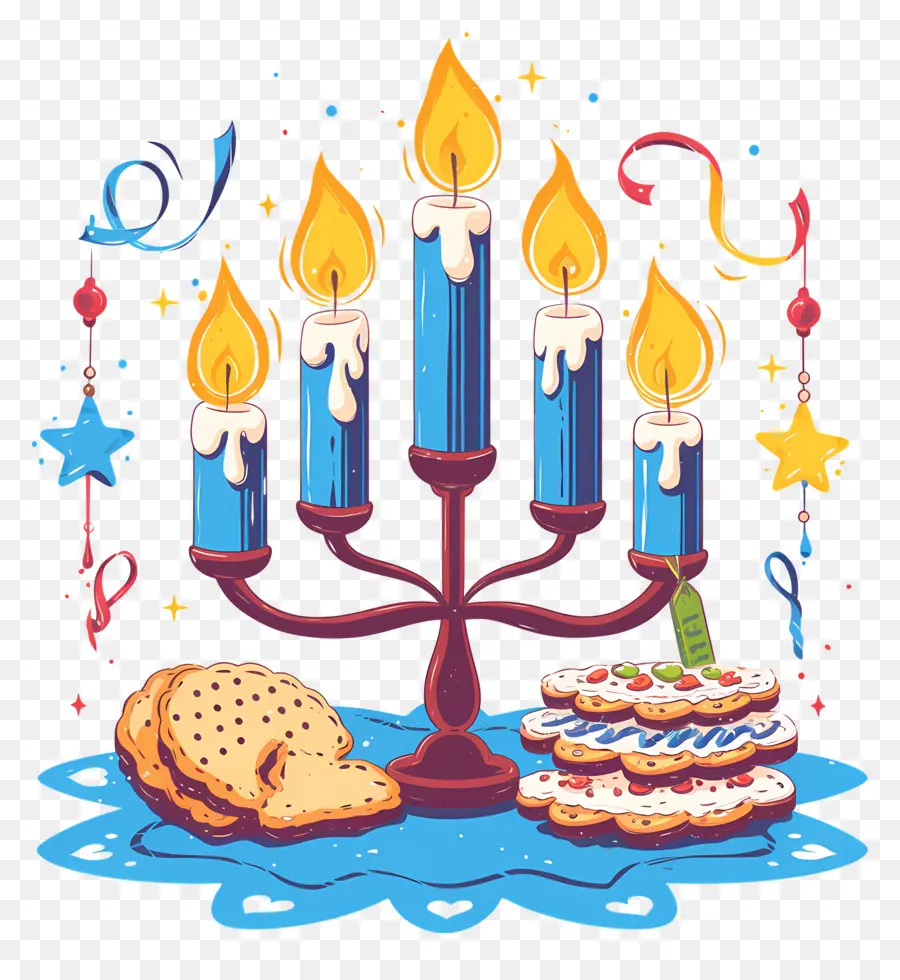 Hanukkah，เทียนและคุกกี้ PNG