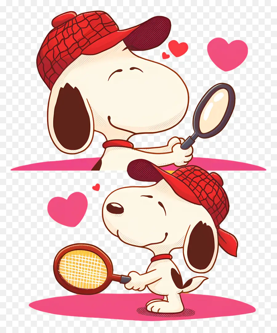 รัก Snoopy，สุนัขการ์ตูนกับแร็กเก็ตเทนนิส PNG