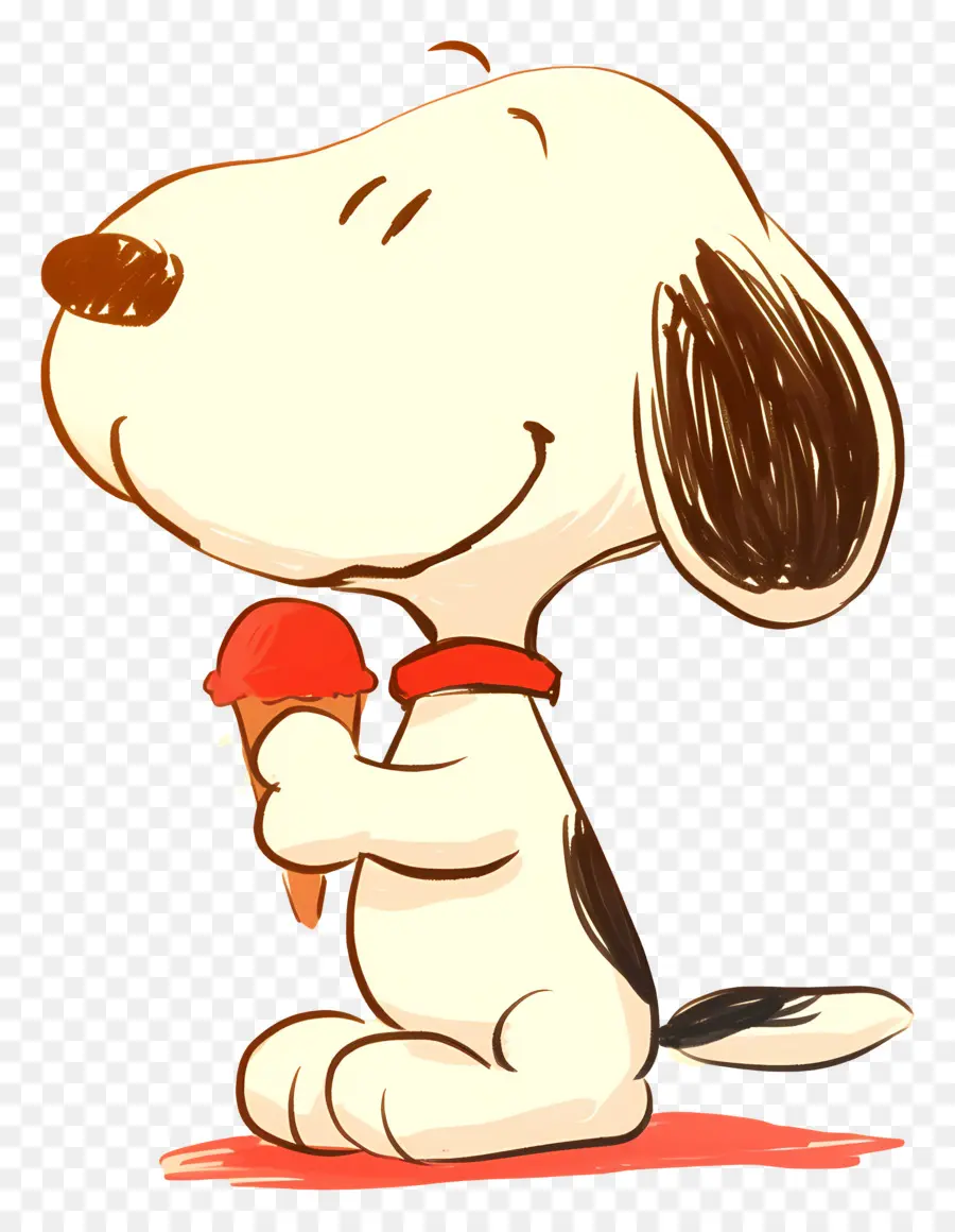 Snoopy กินไอศกรีม，สุนัขการ์ตูนกับไอติม PNG