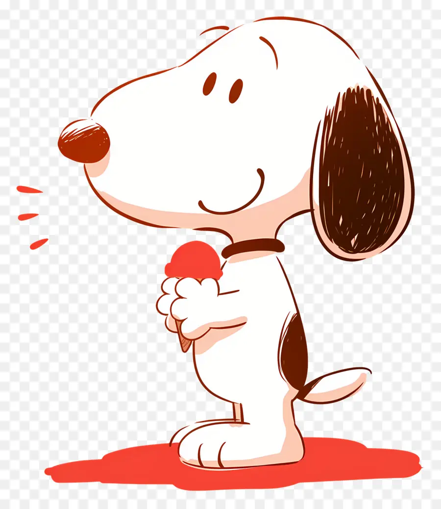 Snoopy กินไอศกรีม，สุนัขการ์ตูนกับไอติม PNG