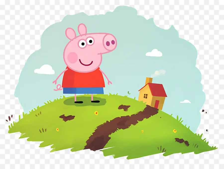 Peppa Pig，หมูการ์ตูนในชุดสีแดง PNG