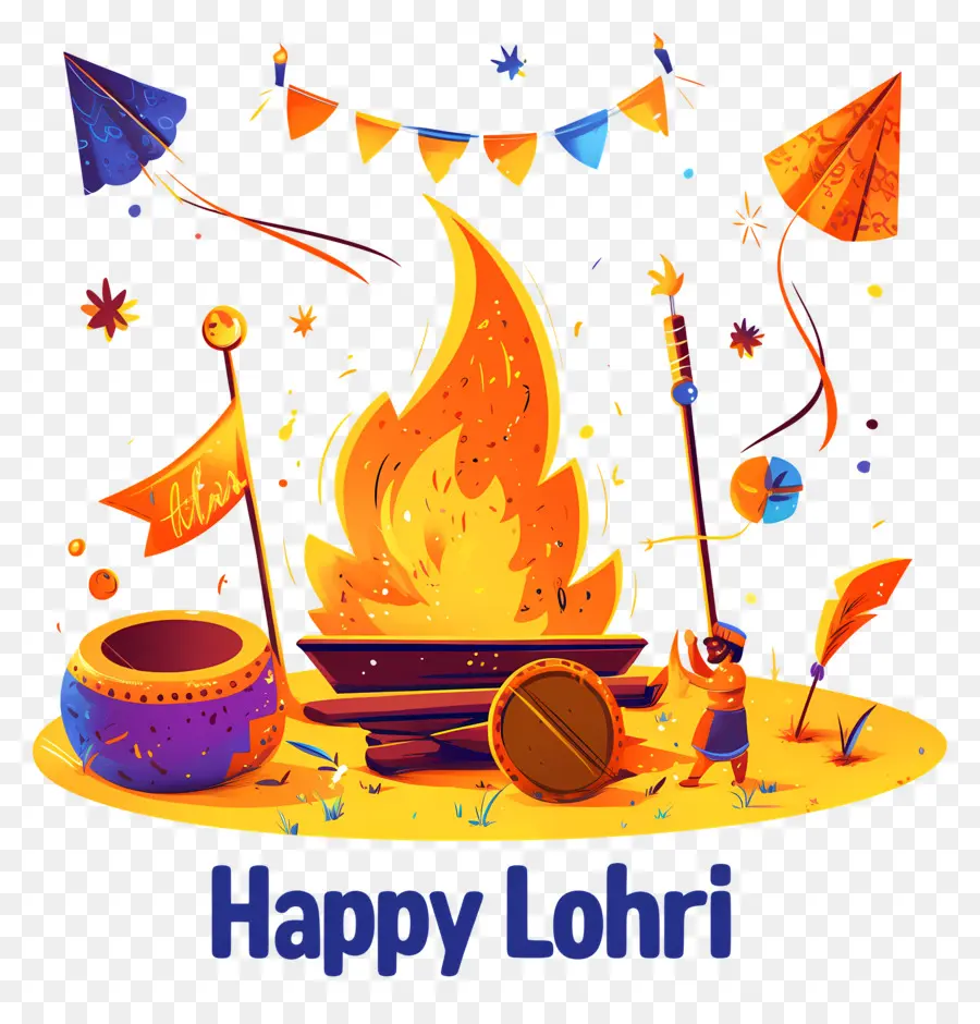 มีความสุข Lohri，กองไฟ PNG