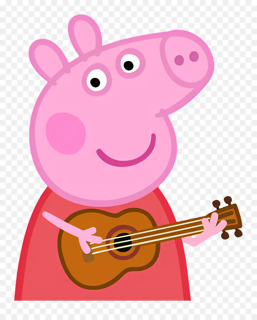 Peppa Pig，หมูการ์ตูนกับกีตาร์ PNG