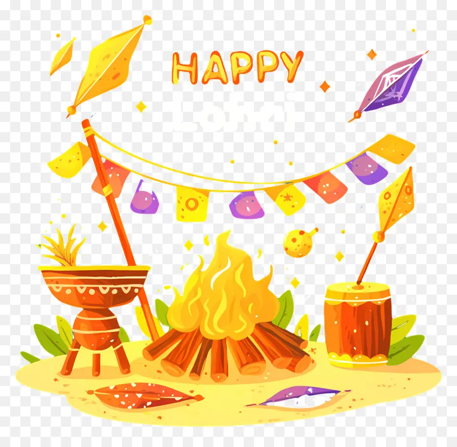 มีความสุข Lohri，Lohri Bonfire PNG