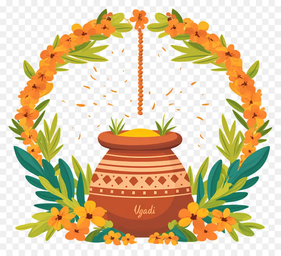 Happy Ugadi，หม้อตกแต่ง PNG