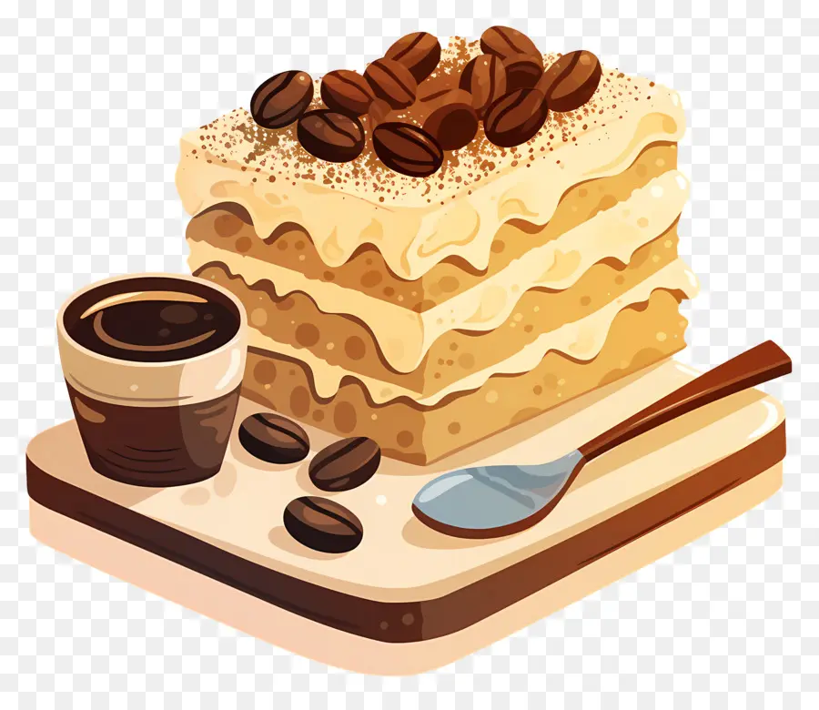 เค้ก Tiramisu，เค้กและกาแฟ PNG