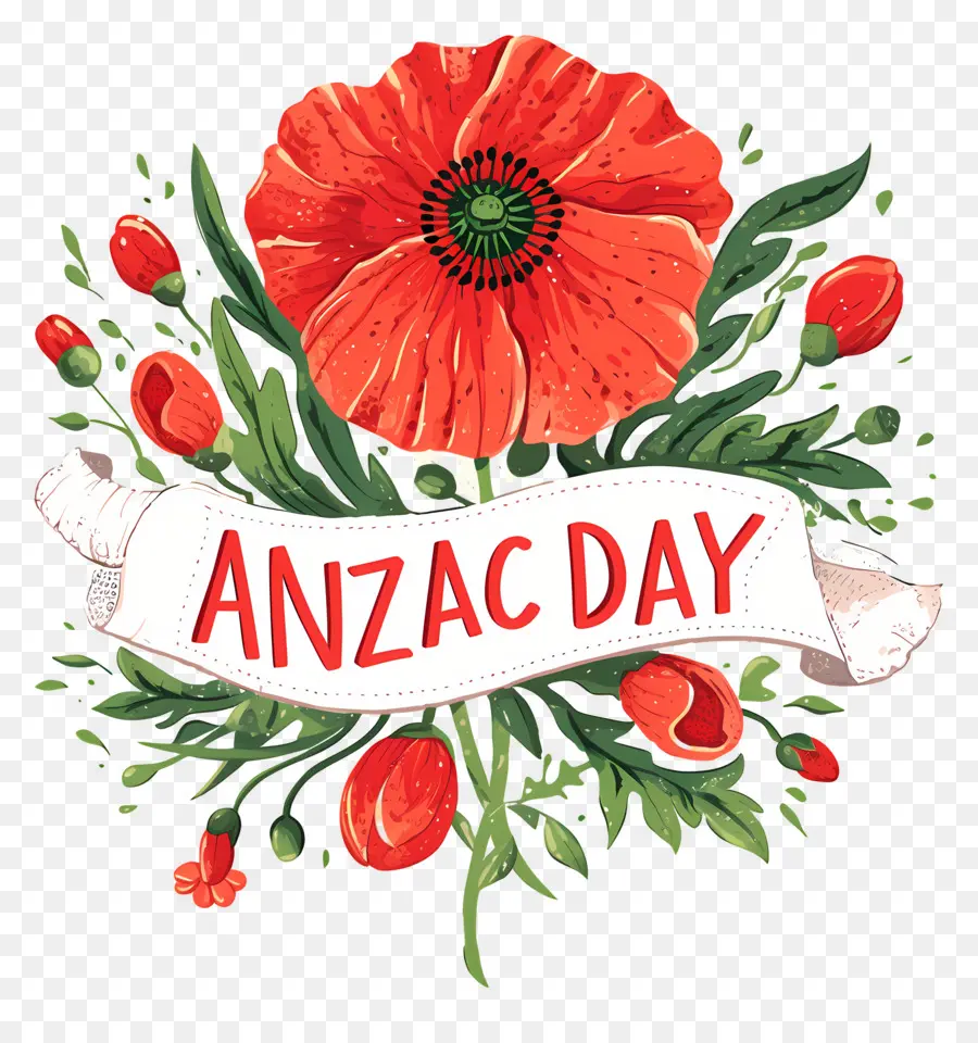 วัน Anzac，Anzac Day Poppies PNG