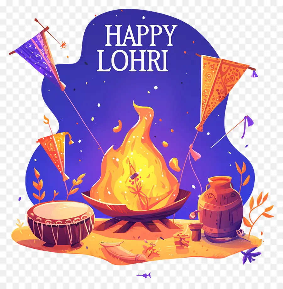 มีความสุข Lohri，Lohri Bonfire PNG