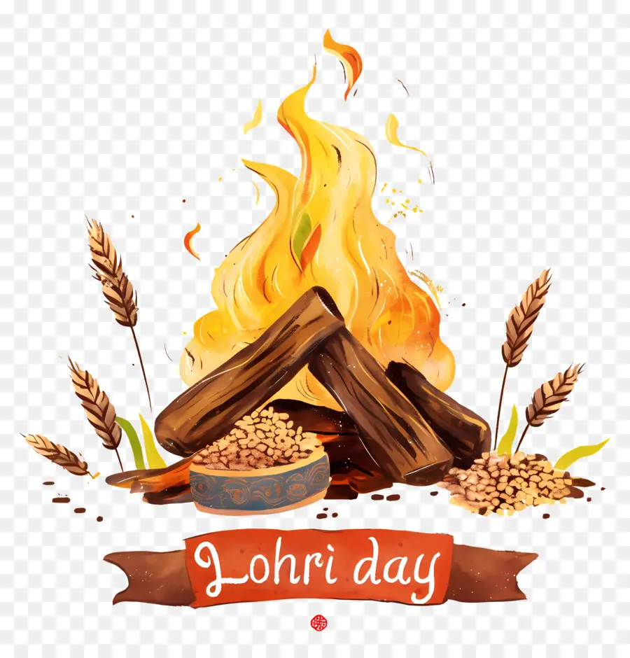 มีความสุข Lohri，Lohri Bonfire PNG