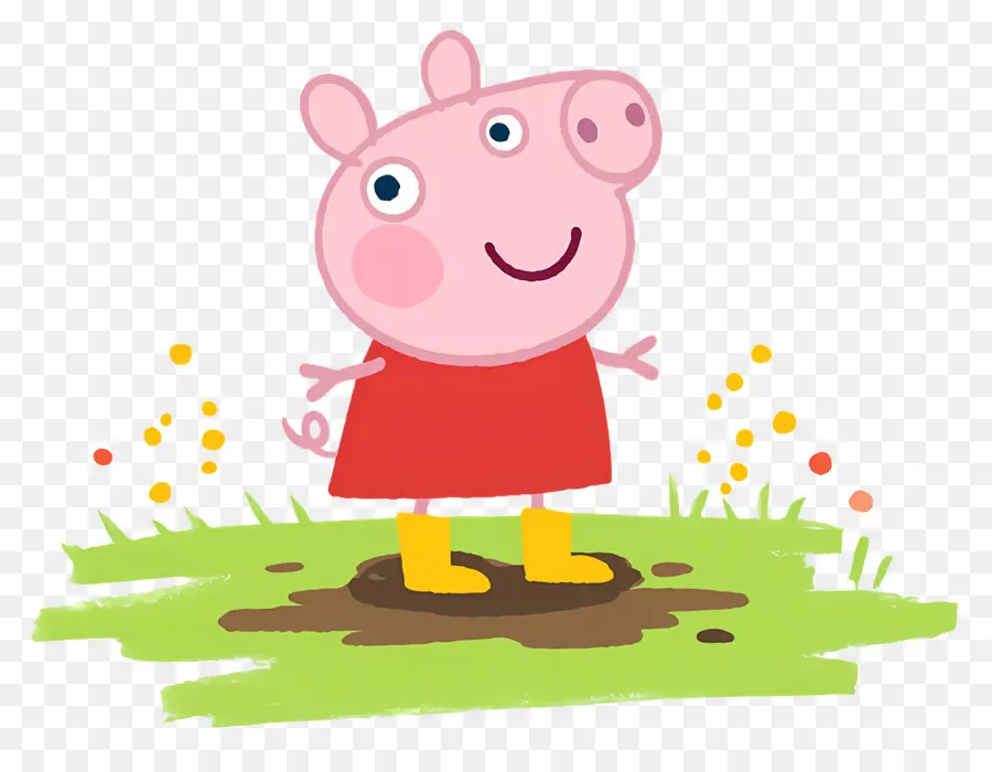 Peppa Pig，หมูการ์ตูนในชุดสีแดง PNG