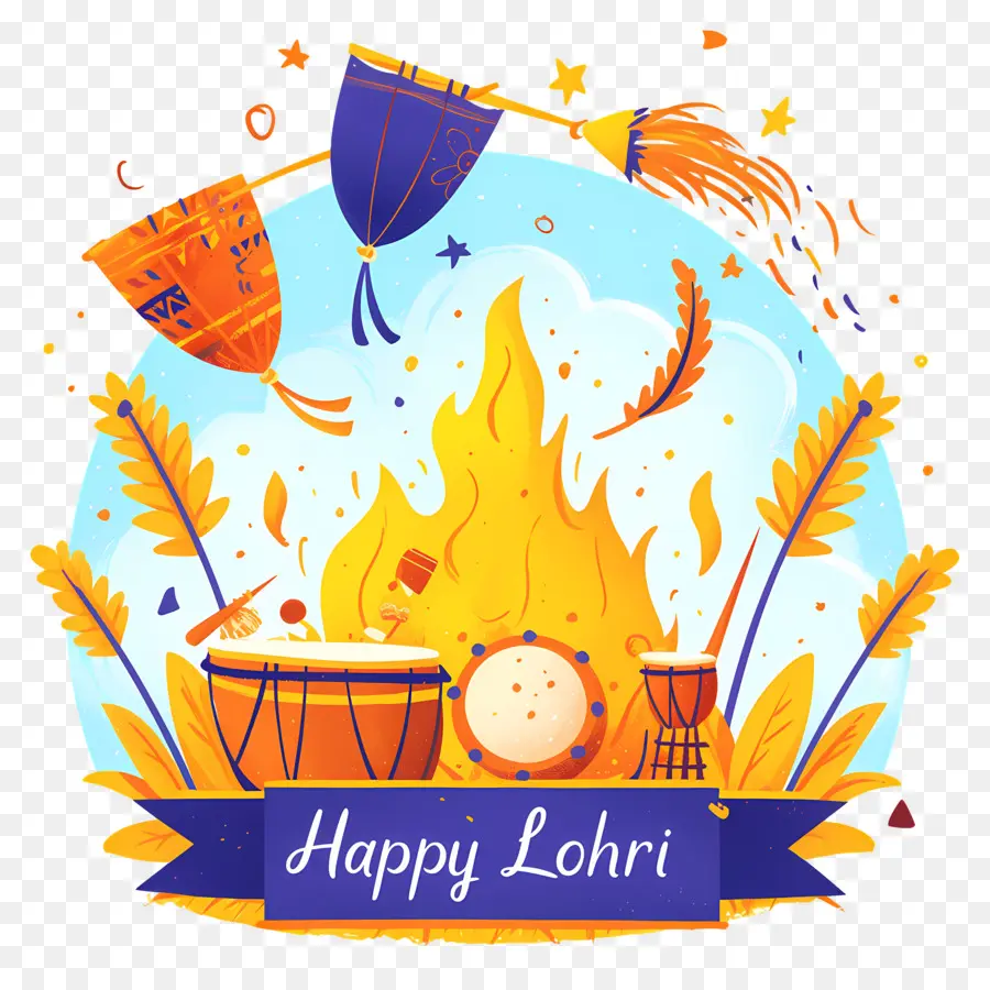 มีความสุข Lohri，Lohri Bonfire PNG