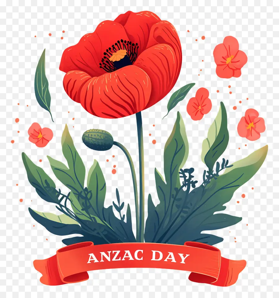 วัน Anzac，Anzac Day Poppies PNG