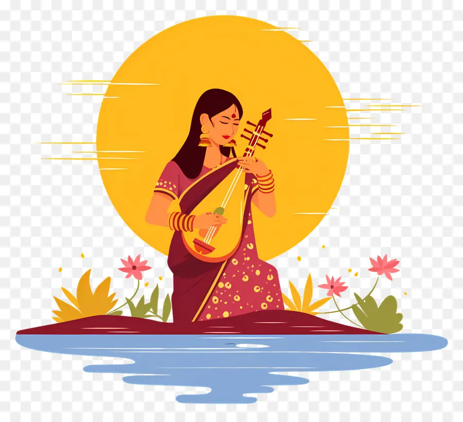 Chhath Puja，ผู้หญิงที่มีเครื่องดนตรี PNG