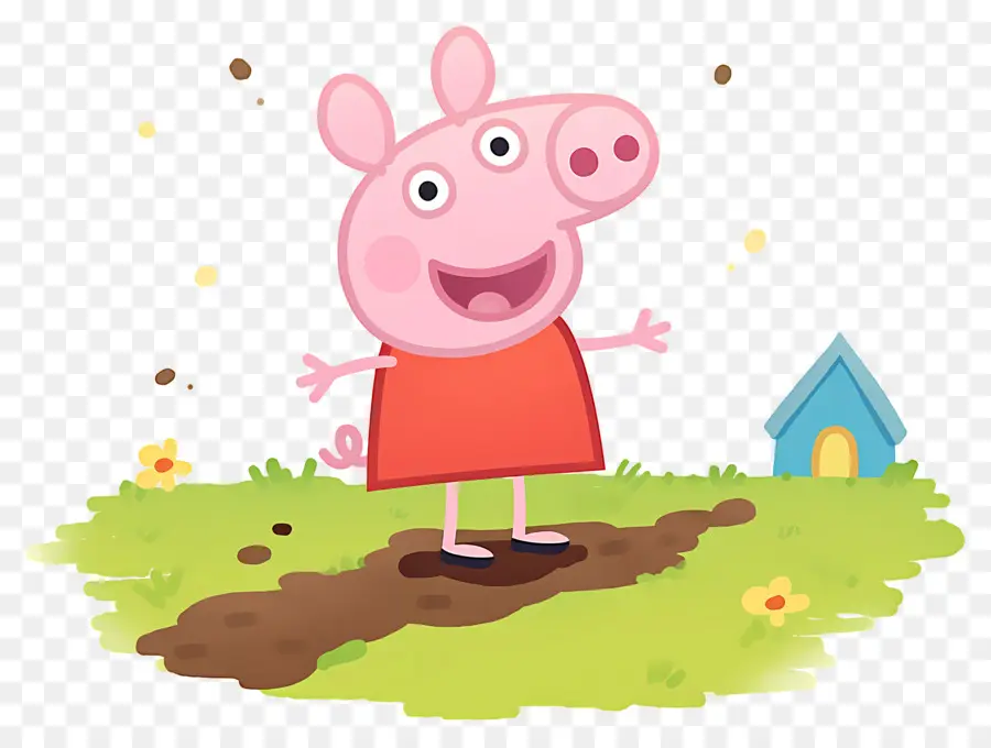 Peppa Pig，หมูการ์ตูนในชุดสีแดง PNG