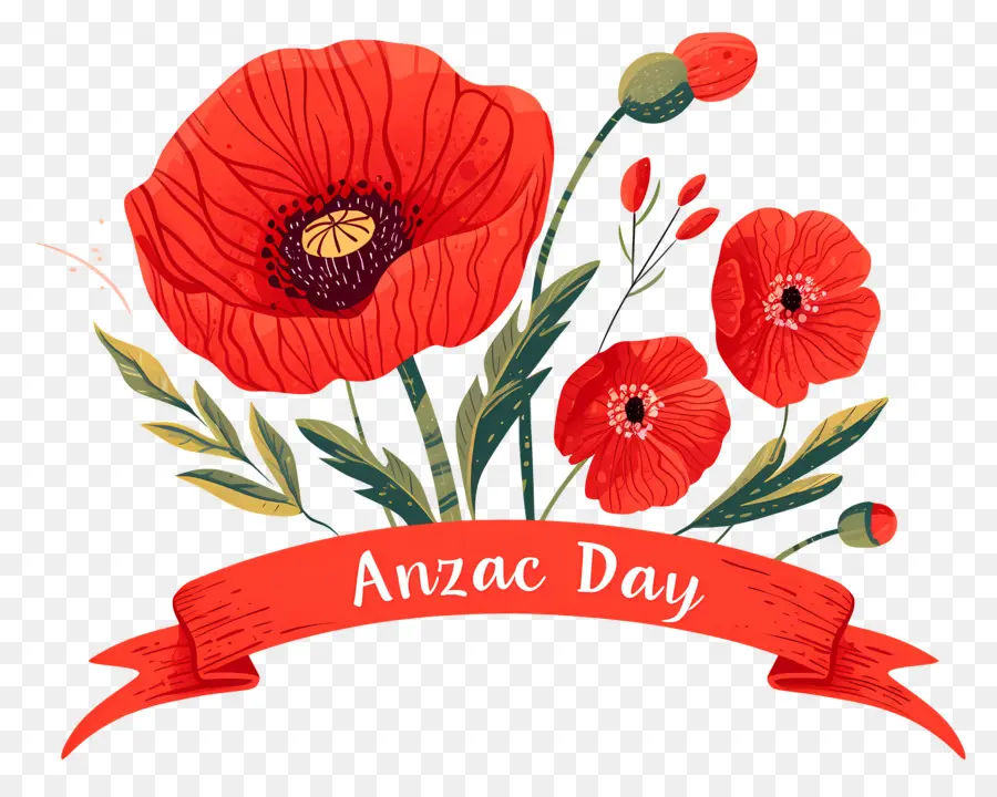 วัน Anzac，Anzac Day Poppies PNG