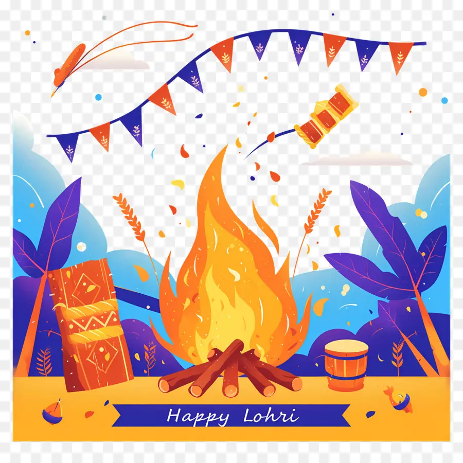 มีความสุข Lohri，Lohri Bonfire PNG