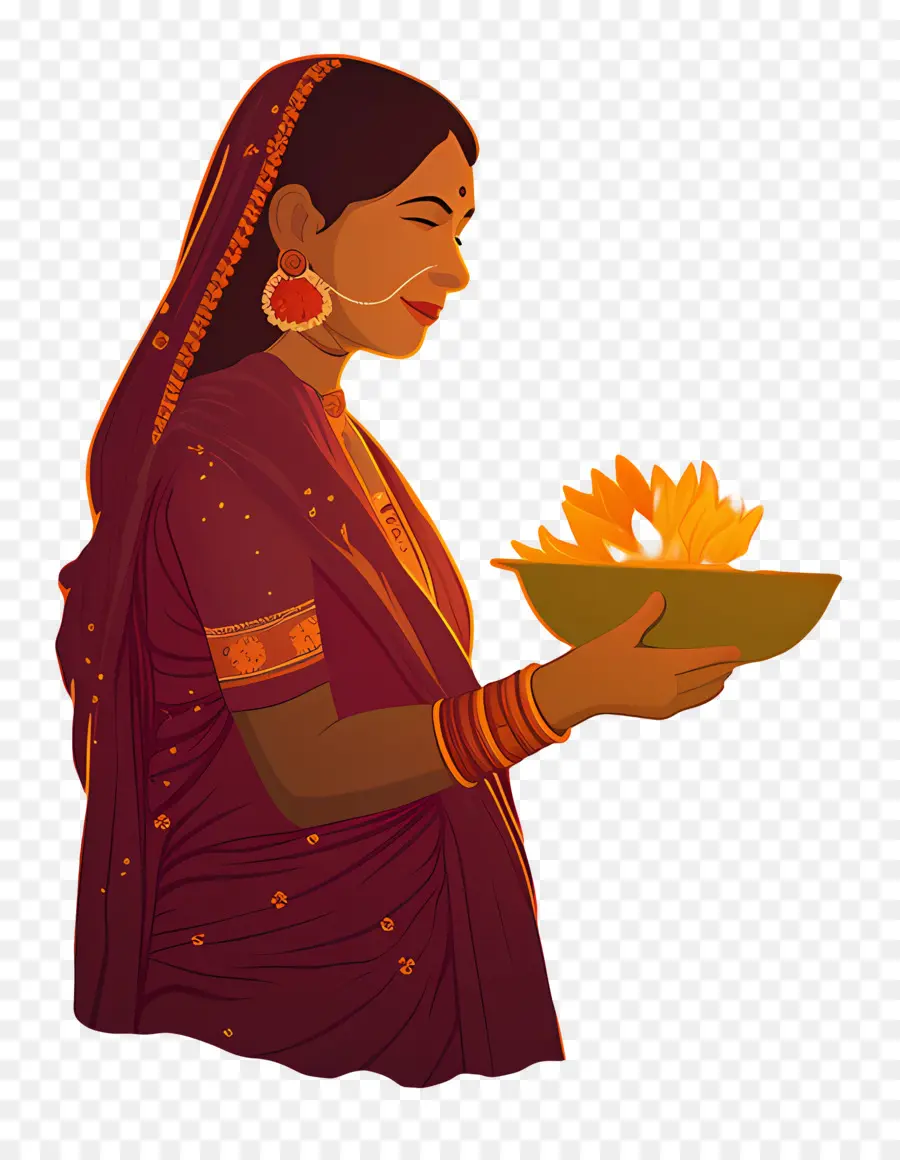 Chhath Puja，ผู้หญิงกับดอกไม้ PNG