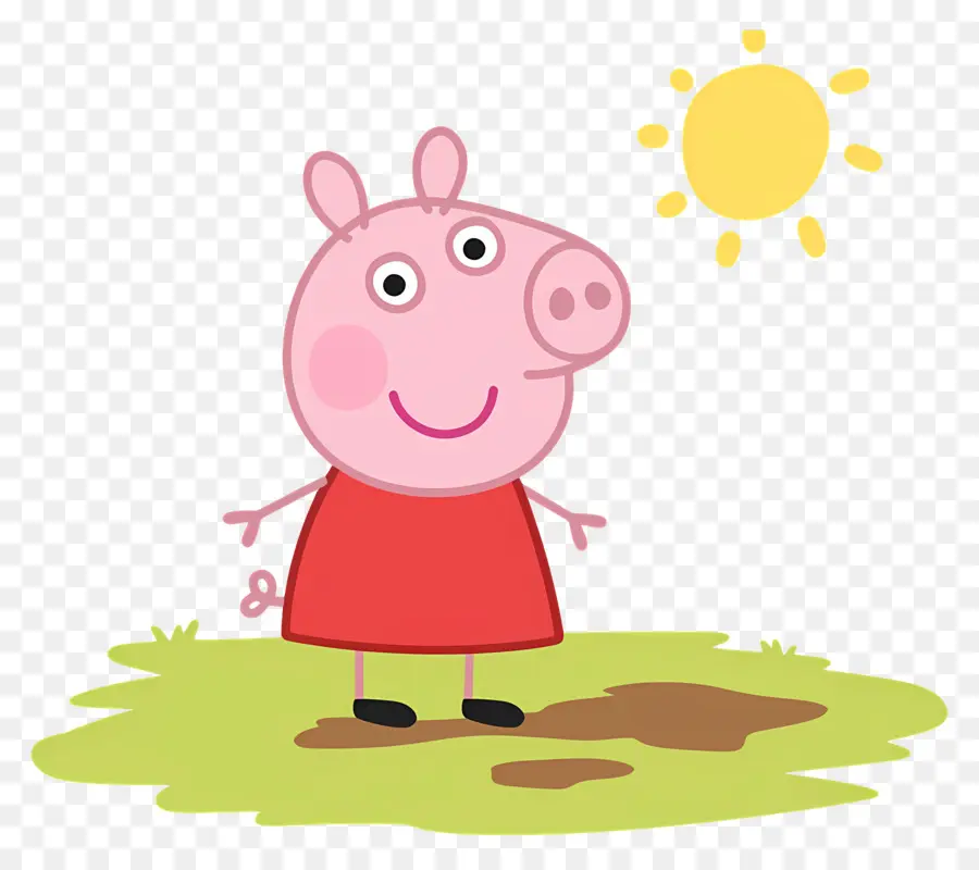 Peppa Pig，หมูการ์ตูนในชุดสีแดง PNG