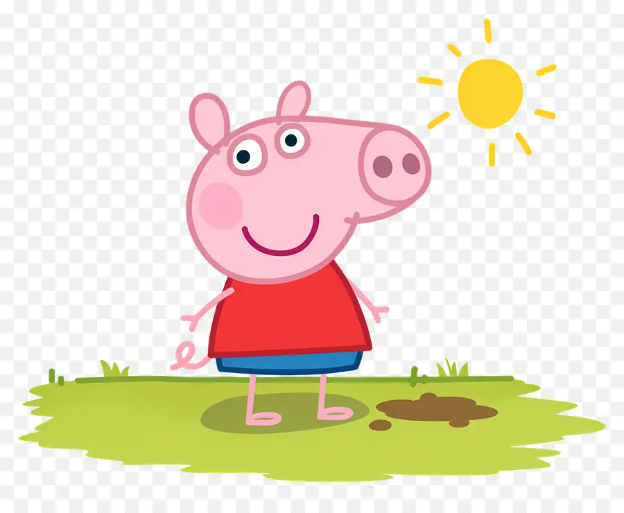 Peppa Pig，หมูการ์ตูนในชุดสีแดง PNG