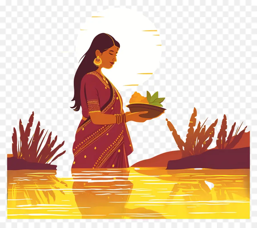 Chhath Puja，ผู้หญิงในน้ำ PNG