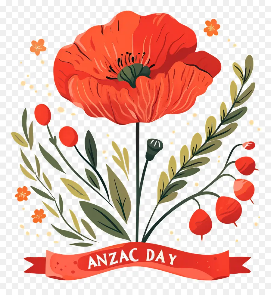 วัน Anzac，Anzac Day Poppies PNG