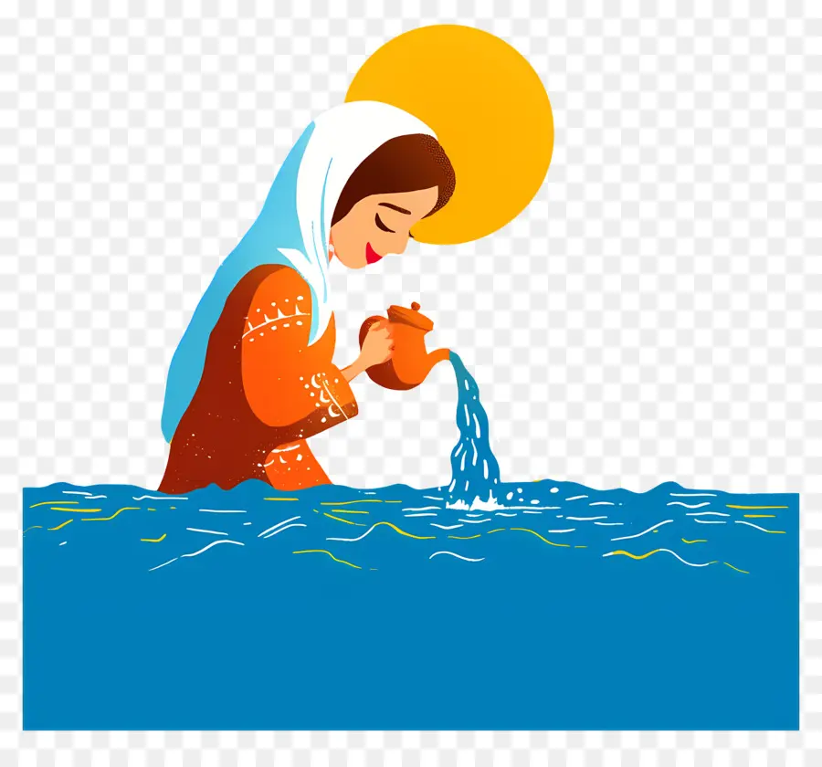 Chhath Puja，ผู้หญิงที่มีเหยือก PNG