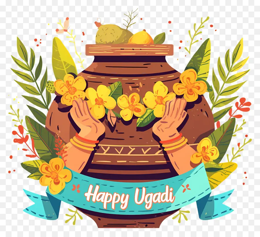 Happy Ugadi，หม้อ Ugadi PNG