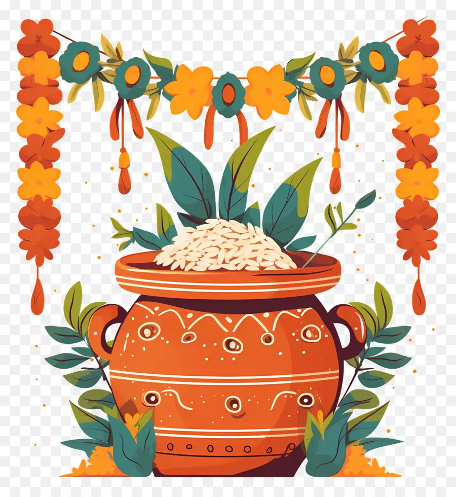 Happy Ugadi，หม้อตกแต่งด้วยข้าว PNG