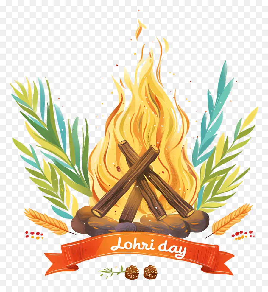 มีความสุข Lohri，Lohri Bonfire PNG