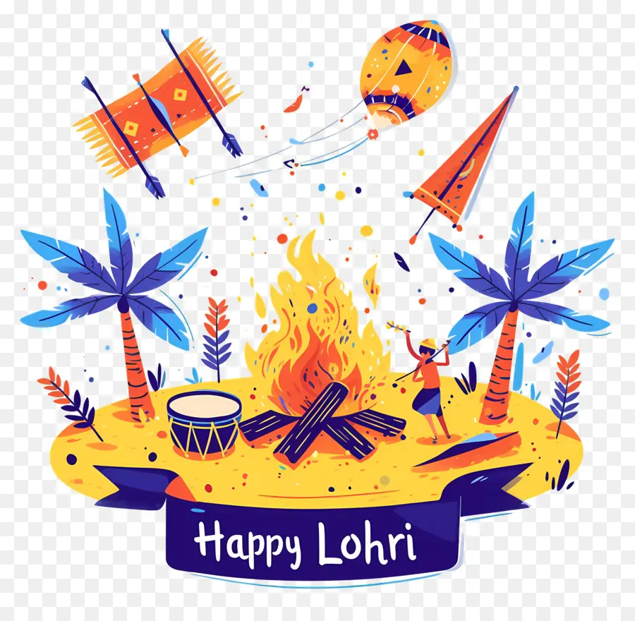 มีความสุข Lohri，กองไฟ PNG