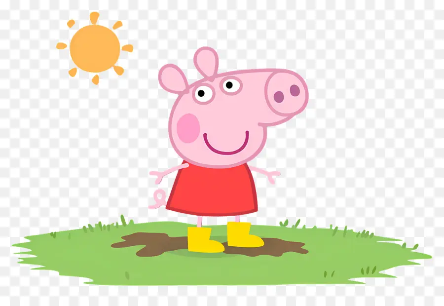 Peppa Pig，หมูการ์ตูนในชุดสีแดง PNG