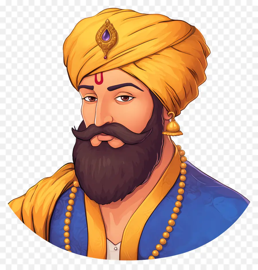 Guru Govind Singh Jayanti，คนยิ้มด้วยผ้าโพกหัว PNG