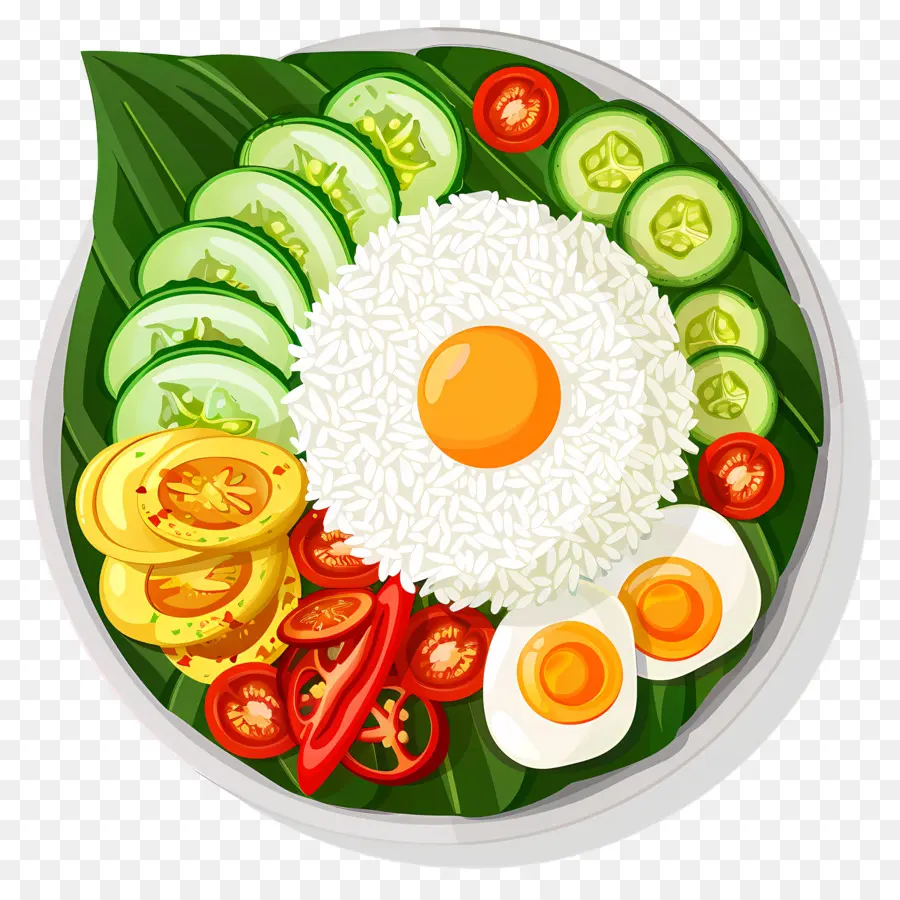 ข้าวอ้วน，ข้าวผักและไข่ PNG