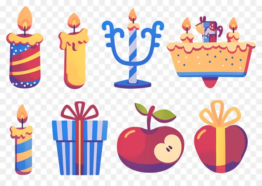 การตกแต่ง Hanukkah，เทียนและของขวัญ Hanukkah PNG