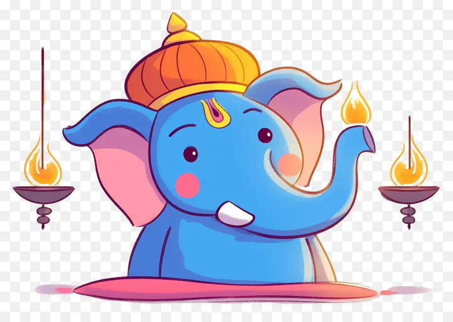 Ganesh Chaturthi，หัวช้างกับโคมไฟ PNG