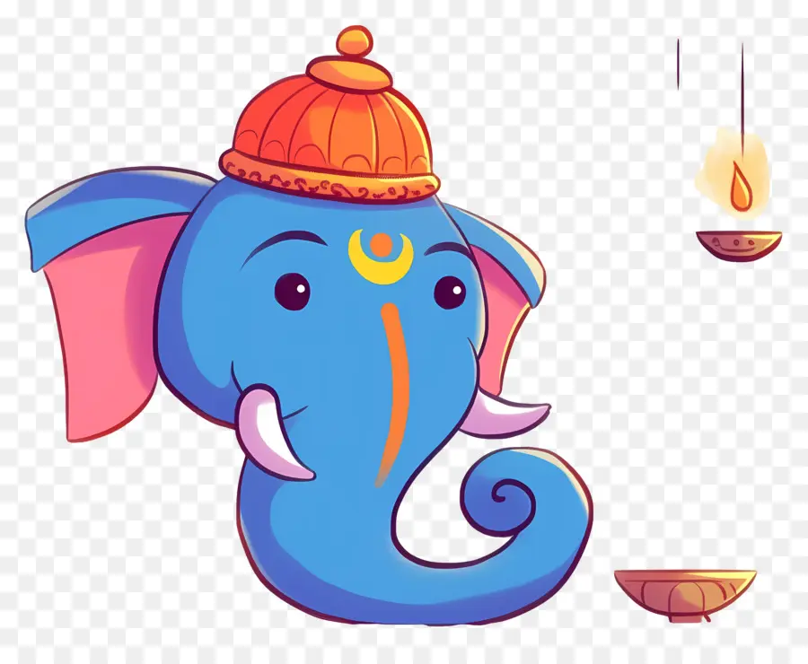 Ganesh Chaturthi，หัวช้างกับโคมไฟ PNG