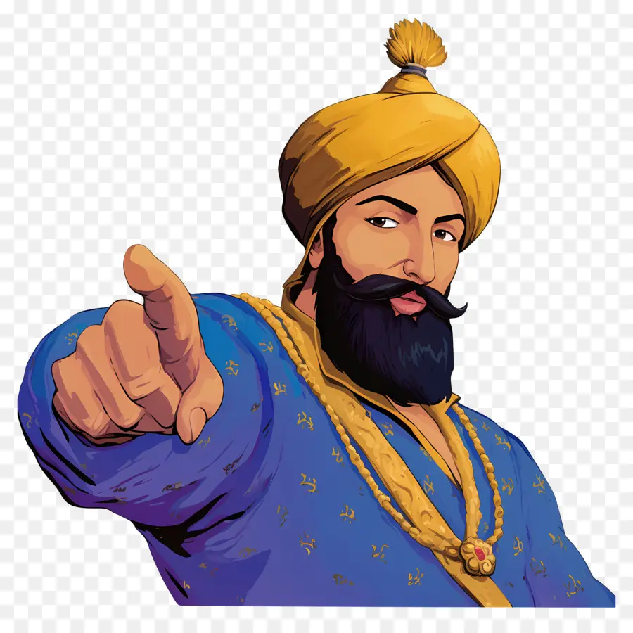 Guru Govind Singh Jayanti，ชายในการชี้ไปที่ผ้าโพกหัว PNG