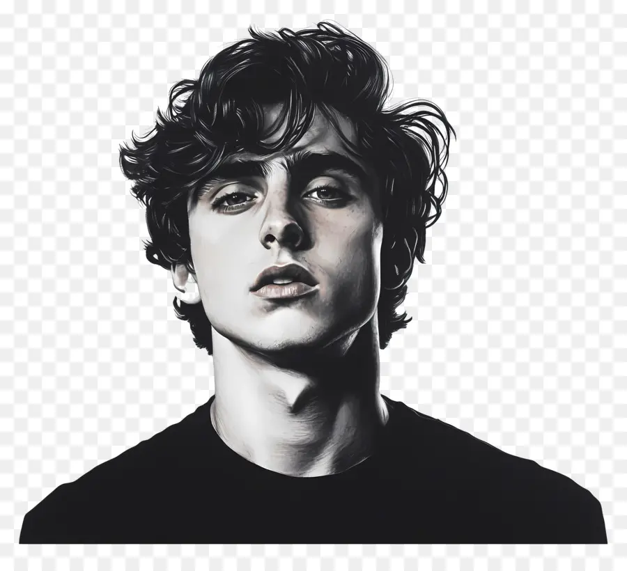 Timothee Chalamet，ภาพขาวดำของชายหนุ่ม PNG