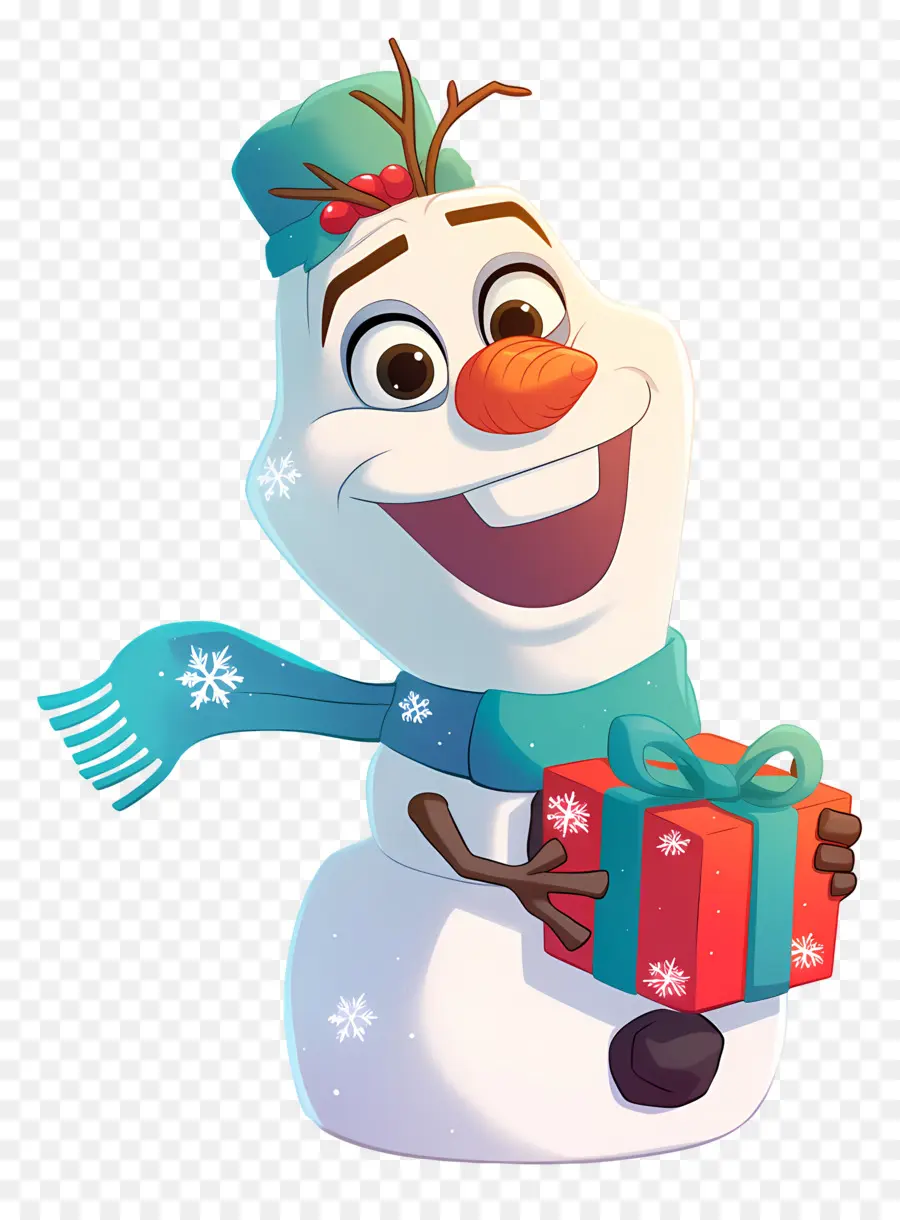 Olaf แช่แข็ง，มนุษย์หิมะพร้อมของขวัญ PNG