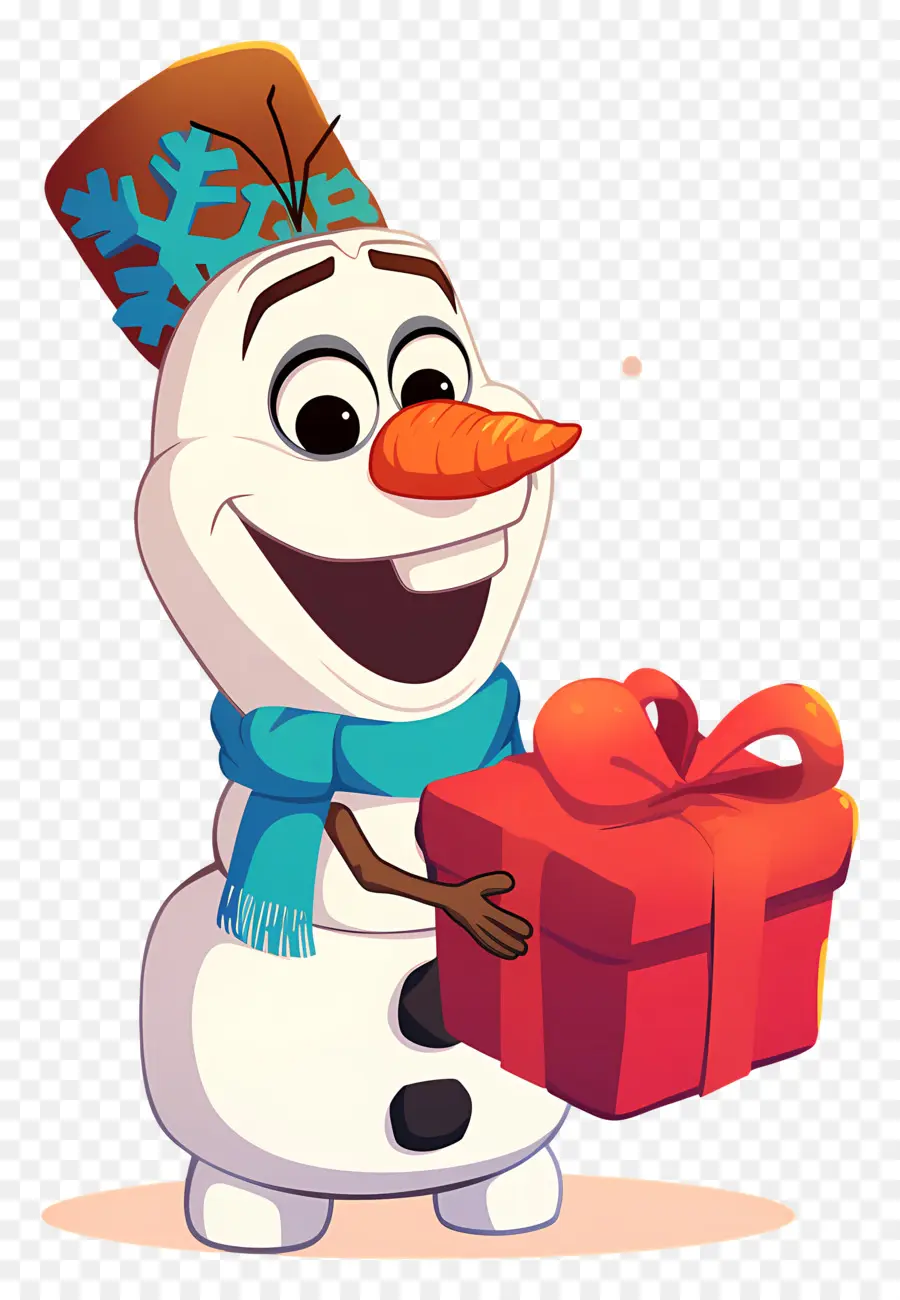 Olaf แช่แข็ง，มนุษย์หิมะพร้อมของขวัญ PNG