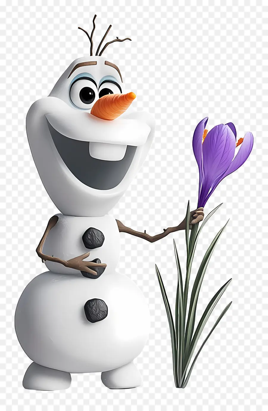 Olaf แช่แข็ง，มนุษย์หิมะด้วยดอกไม้ PNG