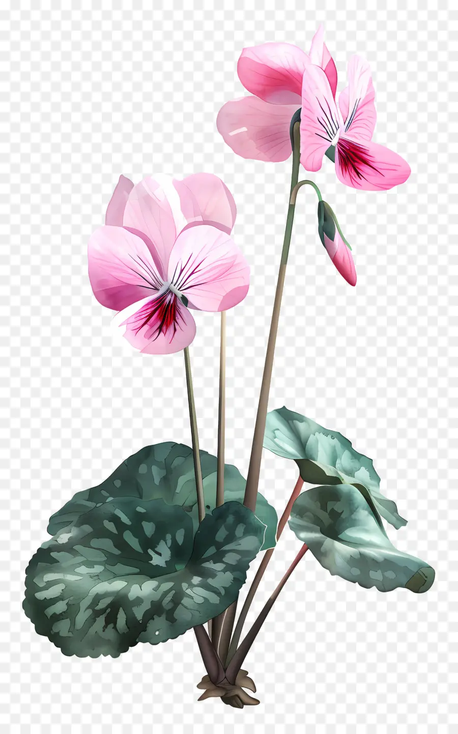 ดอกไม้ Cyclamen，ดอกไม้สีชมพู PNG